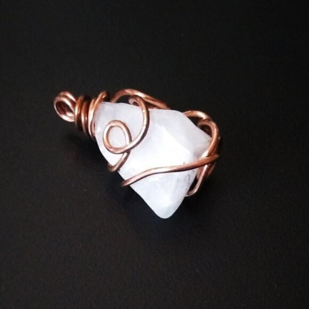 Handmade! Wire Wrapped! Rustic! Chunky Tumbled Crystal Quartz Pendant